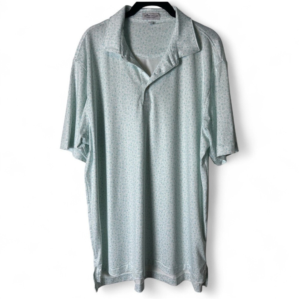 Peter Millar –‎ Men's Summer Comfort Happy Gilmore Polo Light Aqua – Sz. L